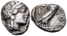 ATTICA. Athens. Circa 449-404 BC. Tetradrachm (Silver, 25 mm, 17.12 g, 9 h). Head of Athena to right, wearing crested Attic helmet adorned with three ...