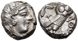 ATTICA. Athens. Circa 393-294 BC. Tetradrachm (Silver, 22 mm, 17.19 g, 9 h). Head of Athena with profile eye to right, wearing crested Attic helmet ad...