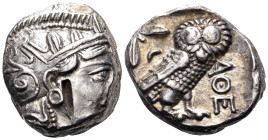 ATTICA. Athens. Circa 393-294 BC. Tetradrachm (Silver, 24 mm, 17.25 g, 8 h). Head of Athena with profile eye to right, wearing crested Attic helmet ad...