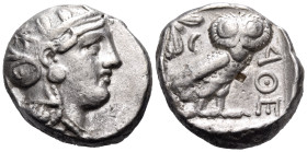 ATTICA. Athens. Circa 393-294 BC. Tetradrachm (Silver, 24.5 mm, 17.11 g, 9 h). Head of Athena with profile eye to right, wearing crested Attic helmet ...