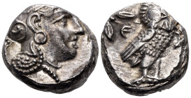 ATTICA. Athens. Circa 393-294 BC. Tetradrachm (Silver, 21 mm, 17.21 g, 9 h). Head of Athena with profile eye to right, wearing crested Attic helmet ad...