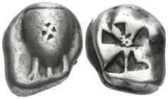 ISLANDS OFF ATTICA, Aegina. Circa 525-480 BC. Stater (Silver, 19 mm, 11.65 g). Sea turtle, countermark on shell. Rev. Incuse square divided into five ...