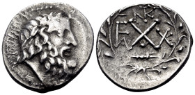 ACHAIA, Achaian League. Elis. Circa 88-30 BC. Hemidrachm (Silver, 16 mm, 2.09 g, 3 h), struck under the magistrate Thrakyleon. ΘPACYΛEΩN Laureate head...