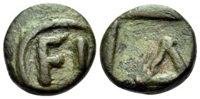 THE PELOPONNESE. 4th-2nd centuries BC. Half unit (Bronze, 11.5 mm, 1.95 g, 9 h). FI within a linear circle. Rev. A within an incuse square. BCD Pelopo...