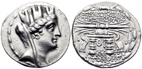 SYRIA, Seleukis and Pieria. Seleukeia Pieria. Autonomous issues, 105/4-83/82 BC. Tetradrachm (Silver, 29.5 mm, 14.85 g, 12 h), CY ΙΘ (19) = 91/0 BC. T...