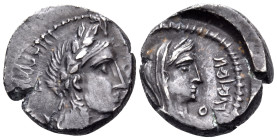 NABATAEA. Aretas IV, with Huldu, 9 BC-AD 40. Drachm (Silver, 15 mm, 3.84 g, 12 h), Petra, regnal year 1 = 9/8 BC. ['Aretas, king of the Nabataeans, wh...