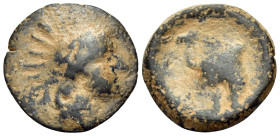 MESOPOTAMIA. Adiabene. Natounia, Circa 2nd-1st century BC. (Bronze, 18 mm, 4.03 g, 12 h). Radiate and diademed male head (Helios-Shamash?) to right. R...