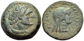 PTOLEMAIC KINGS OF EGYPT. Ptolemy III Euergetes, 246-222 BC. Obol (Bronze, 21.5 mm, 8.72 g, 11 h), Kyrene. Diademed head of Ptolemy to right, wearing ...