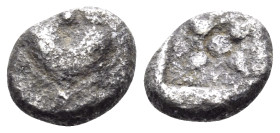 KYRENAIKA. Kyrene. Circa 500-480 BC. Hemiobol (Silver, 6.5 mm, 0.38 g, 12 h). Silphium fruit. Rev. Star with four rays within incuse square. BMC 34. S...