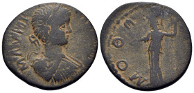 MESSENIA. Mothone. Caracalla, Augustus, 198-217. Assarion (Bronze, 21 mm, 4.02 g, 5 h), circa 198-208. M AYPH ANTΩNINOC Laureate, draped and cuirassed...