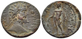 LACONIA. Gytheion. Septimius Severus, 193-211. (Bronze, 23 mm, 4.75 g, 6 h), circa 198-208. ΛΟΥ CΕΠ CΕΟΥΗΡΟC Laureate head of Septimius Severus to rig...