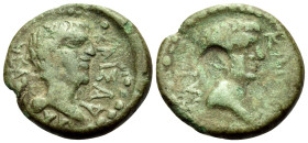 TROAS. Skepsis. Gaius & Lucius, Caesars, 20 BC-4 AD & 17 BC-2 AD. (Bronze, 15 mm, 1.88 g, 12 h). ΓΑΙ ΚΑΙΣΑΡ Bare head of Gaius to right. Rev. ΛΕΥ ΚΑΙΣ...