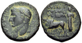 LYCAONIA. Lystra. Augustus, 27 BC-AD 14. (Bronze, 24 mm, 9.94 g, 1 h). IMPE AVGVSTI Laureate head of Augustus to left. Rev. COL IVL FEL GEM LVSTRA Col...
