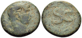 SYRIA, Seleucis and Pieria. Antioch. Nero, 54-68. (Bronze, 27 mm, 16.25 g, 12 h). Laureate head of Claudius or Nero to right; c/m: X within rectangula...
