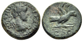 JUDAEA. Aelia Capitolina (Jerusalem). Antoninus Pius, 138-161. (Bronze, 16 mm, 4.55 g, 11 h). IMP CA ANTONINV Laureate and cuirassed bust of Antoninus...