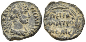 ARABIA. Petra. Hadrian, 117-138. (Bronze, 18 mm, 3.25 g, 6 h). ΑΥΤ ΚΑΙC ΤΡΑ ΑΔΡΙ CΕΒ Laureate and draped bust of Hadrian to right. Rev. ΠΕΤΡΑ ΜΗΤΡΟΠΟΛ...
