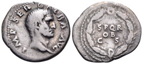 Galba, 68-69. Denarius (Silver, 19.5 mm, 3.28 g, 6 h), Rome. IMP SER GALBA AVG Bare head of Galba to right. Rev. S P Q R / OB / C S within oak-wreath....