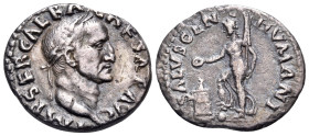Galba, 68-69. Denarius (Silver, 18 mm, 3.11 g, 6 h), Rome. IMP SER GALBA CAESAR AVG Laureate head of Galba to right. Rev. SALVS GEN HVMANI Salus advan...