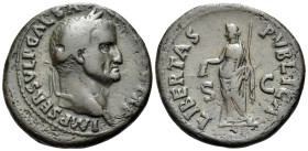 Galba, 68-69. As (Bronze, 27 mm, 11.11 g, 6 h), Rome. IMP SER SVLP GALBA CAES AVG TR P Laureate head of Galba to right. Rev. LIBERTAS PVBLICA / S - C ...