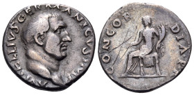 Vitellius, 69. Denarius (Silver, 18 mm, 3.13 g, 7 h), Rome, 20 April to December 69. A VITELLIVS GERMANICVS IMP Bare head of Vitellius to right. Rev. ...