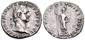 Domitian, 81-96. Denarius (Silver, 19 mm, 3.24 g, 6 h), Rome, 87. IMP CAES DOMIT AVG GERM P M TR P VI Laureate head of Domitian to right. Rev. IMP XII...