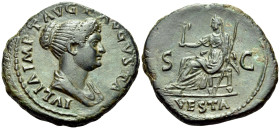 Julia Titi, Augusta, 79-90/1. Dupondius (Bronze, 28 mm, 10.88 g, 5 h), Rome, 80-81. IVLIA IMP T AVG F AVGVSTA Draped bust of Julia Titi to right, with...