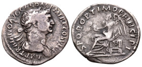 Trajan, 98-117. Quinarius (Silver, 15 mm, 1.30 g, 6 h), Rome, 112-114. IMP TRAIANO AVG GER DAC P M TR P COS VI P P Laureate and draped bust of Trajan ...