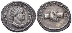 Balbinus, 238. Antoninianus (Silver, 23 mm, 4.02 g, 6 h), Rome, April-June 238. Radiate, draped and cuirassed bust of Balbinus to right. Rev. CONCORDI...