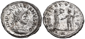 Aurelian, 270-275. Antoninianus (Billon, 23 mm, 3.63 g, 6 h), Antioch, A = 1st officina, 272-273. IMP C AVRELIANVS AVG Radiate and cuirassed bust of A...