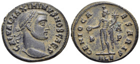 Maximinus II, as Caesar, 305-309. Follis (Bronze, 25 mm, 6.89 g, 6 h), Alexandria, 308-309. GAL VAL MAXIMINVS NOB CAES Laureate head of Maximinus II t...