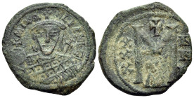 Michael I Rhangabe, 811-813. Follis (Bronze, 24 mm, 6.39 g, 6 h), Constantinople. MIXA-HL BASILE Facing bust of Michael I, wearing loros and cross-tip...