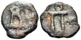 Basil I the Macedonian, 867-886. (Bronze, 15 mm, 2.28 g, 1 h), Cherson, c. 867-868. Large B; to right, cross. Rev. Large Π; above, O; to right, cross....