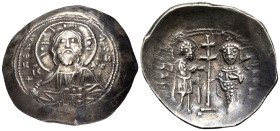 Alexius I Comnenus, 1081-1118. Histamenon (Electrum, 27 mm, 4.19 g, 6 h), Thessalonica, 1082-1087. +ΚЄ RO ΑΛЄΖ / IC - XC Facing bust of Christ Pantocr...