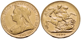 UNITED KINGDOM. Victoria, 1837-1901. (Gold, 22 mm, 7.99 g, 6 h), Sovereign, London, 1899. VICTORIA · DEI · GRA · BRITT · REGINA · FID · DEF · IND · IM...