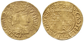 SPAIN, Aragon. Ferdinand II, 1479-1516. Ducat (Gold, 22 mm, 3.51 g, 6 h), Barcelona. ·:FERDINANDVS·:D:G:·REX· Crowned and draped bust of Fernando II t...