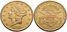 UNITED STATES. (Gold, 34 mm, 33.43 g, 6 h), Double Eagle, S = San Francisco. 1895 Head of Liberty to left, wearing diadem inscribed with LIBERTY; surr...