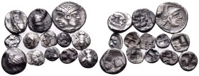 GREEK, Asia Minor. Circa 5th century BC. (Silver, 6.04 g). Large lot of thirteen (13) silver fractions, varied surfaces and toning, mostly fine to ver...