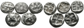GREEK, Mysia. Parion. 5th century BC. (Silver, 16.17 g). Lot of five (5) drachms from Parion, varied toning and surfaces, fine to very fine. Lot sold ...
