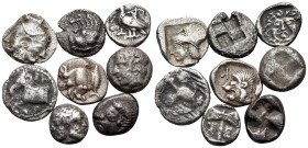 GREEK. 5th century BC. (Silver, 7.52 g). Large lot of eight (8) fractions, including issues of King Sparadokos, Lampsakos, Abydos, Kyzikos, Miletos, T...