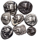 GREEK. 5th century BC. (Silver, 6.08 g). Large lot of eight (8) fractions from Kyzikos and Kyme, varied surfaces and toning, mostly about very fine to...