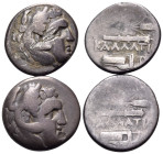 GREEK. Circa 3rd-2nd century BC. (Silver, 9.52 g). Lot of two (2) drachms from Kallatis in Thrace, toned, one with scrapes and the other with a flan f...