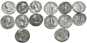 ROMAN IMPERIAL. 27 BC-217 AD. (Silver, 21.58 g). Large lot of seven (7) Roman imperial denarii, consisting Augustus, Trajan, Hadrian, Sabina, Diva Fau...