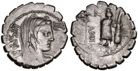 A. Postumius A. f. Sp. n. Albinus AR Serrate Denarius