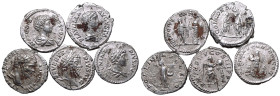 Severan Dynasty (Septimius Severus-Caracalla) AR 5 x Denarii