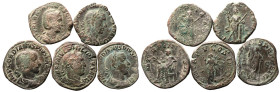 Various Emperors/Empresses Æ 5 x Sestertii