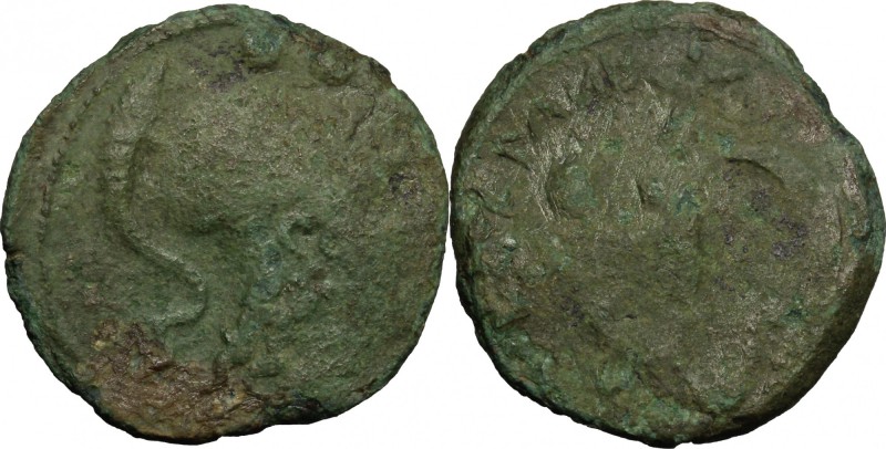 Greek Italy. Etruria, Populonia. AE Sextans, 3rd century BC. D/ Head of Menvra r...