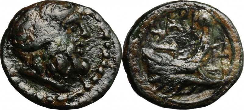 Greek Italy. Southern Apulia, Barium. AE Semuncia, c. 180-160 BC. D/ Laureate he...