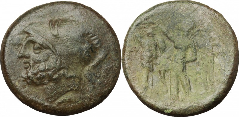 Greek Italy. Bruttium, Brettii. AE Didrachm or Reduced Sextans, c. 214-211 BC. D...
