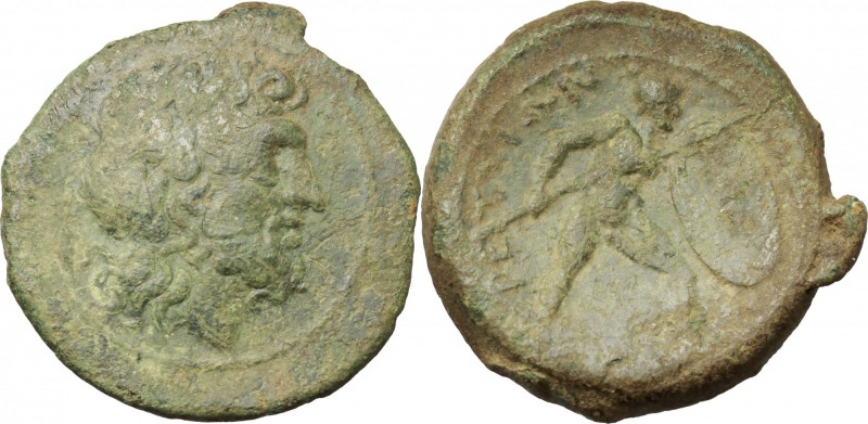 Greek Italy. Bruttium, Brettii. AE Reduced Uncia, c. 211-208 BC. D/ Laureate hea...