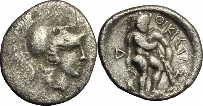 Greek Italy. Bruttium, Kroton. AR Triobol, 1st half of 3rd century BC. D/ Head o...